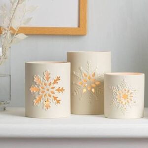 NWT Lenox Set of Three Snowflake Votive Holder With Candle